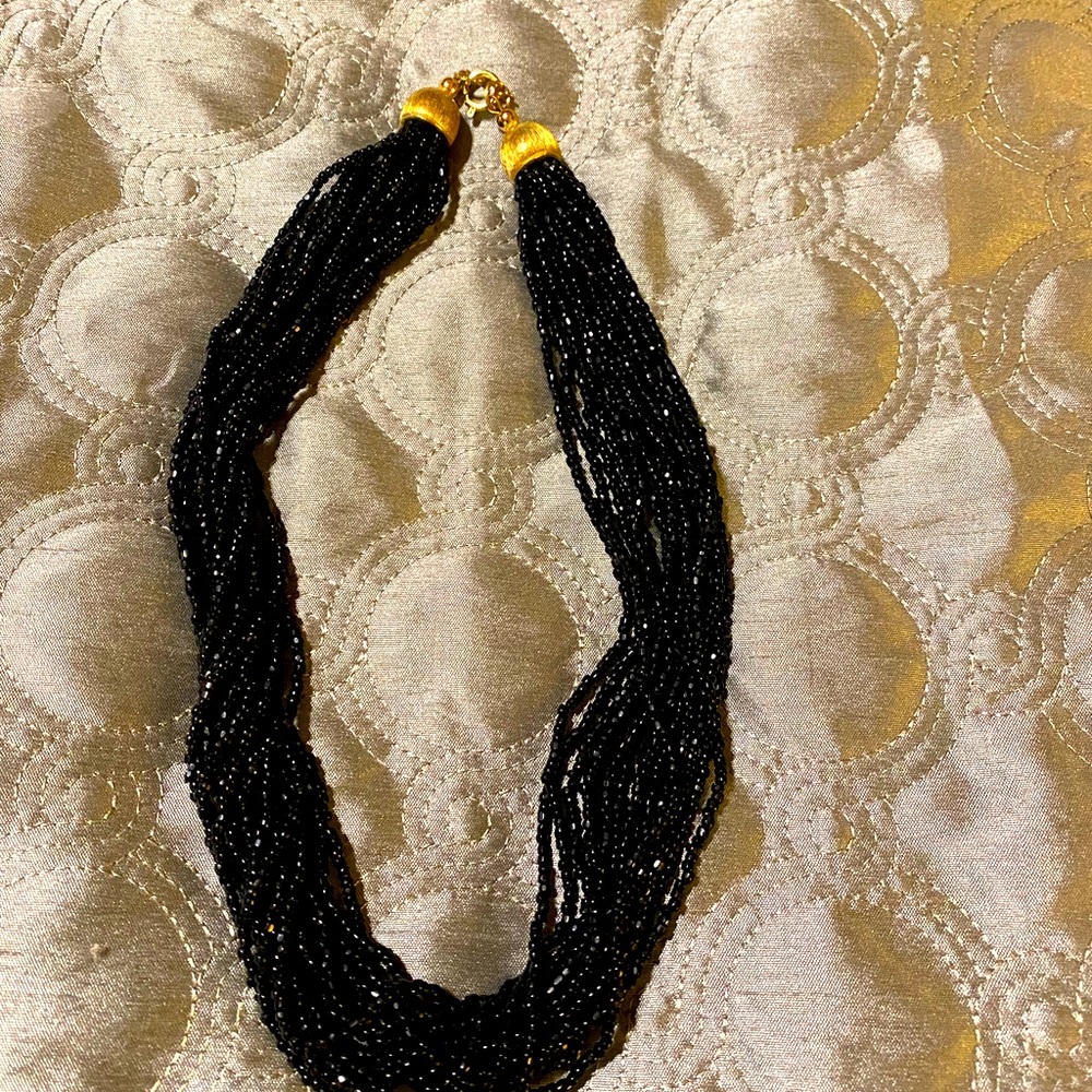 Beaded Black necklace with Gold Clasp